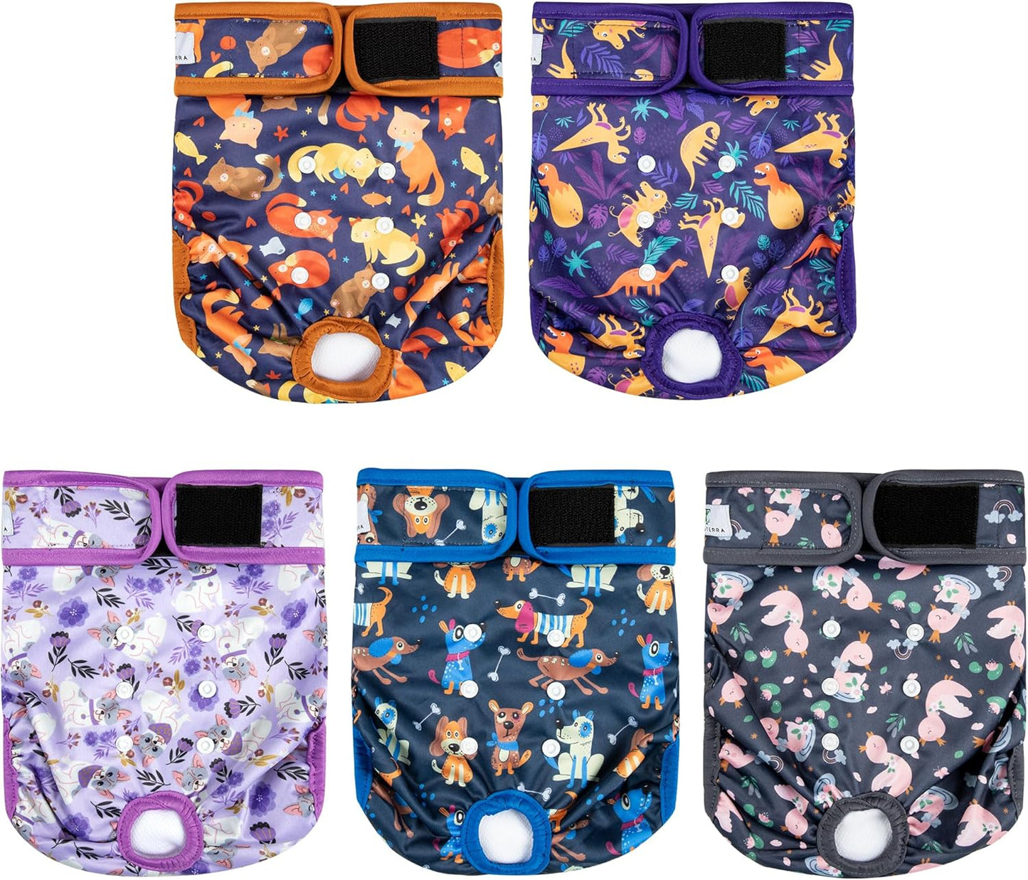 5 Pack Washable Female Dog Diapers,Reusable Diaper for Doggie,Highly Absorbent Dog Diaper,Adjustable Leakproof Puppy Diapers Skirt for Heat,Incontinence,Period Doggy Nappies
