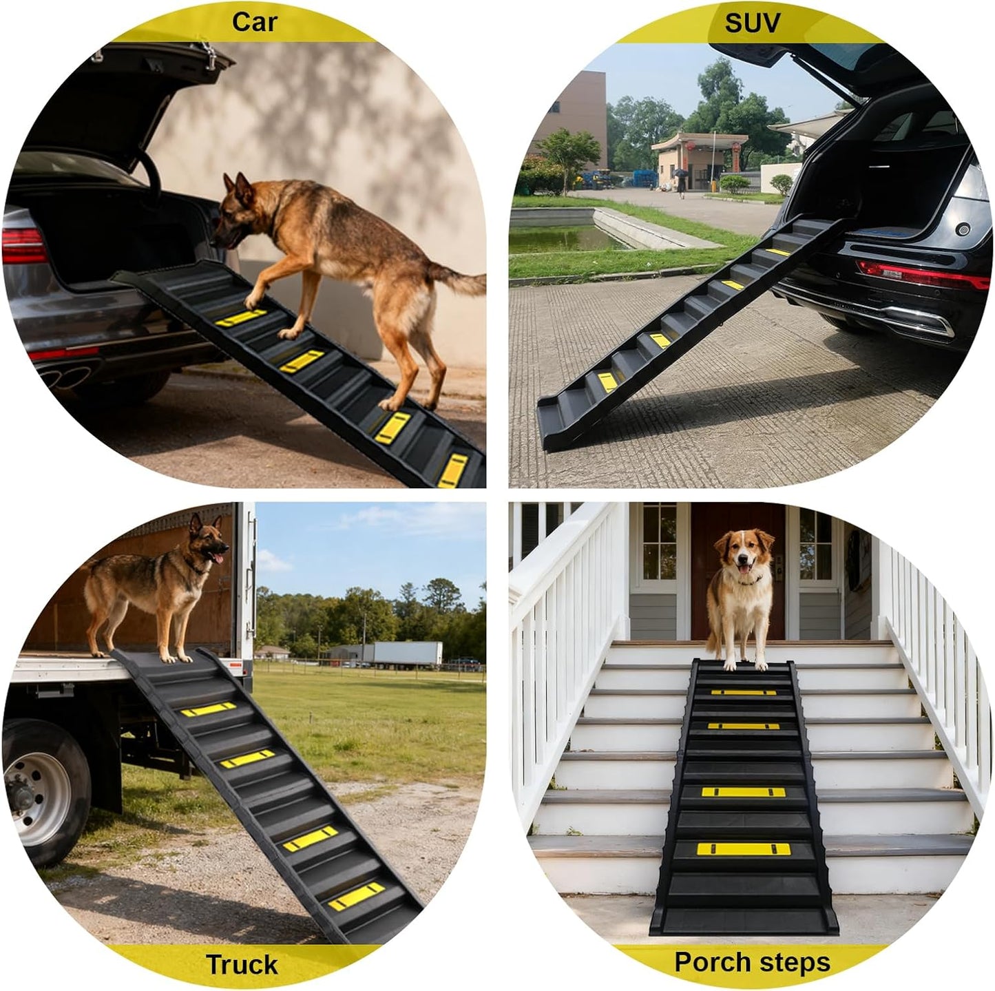 Foldable Dog Ramp for SUVs & Trucks – 61" L x 16" W Non-Slip Surface, Supports 165 lbs, Portable Pet Ramp for Medium & Large Dogs – Lightweight, Easy Storage, Great for Travel