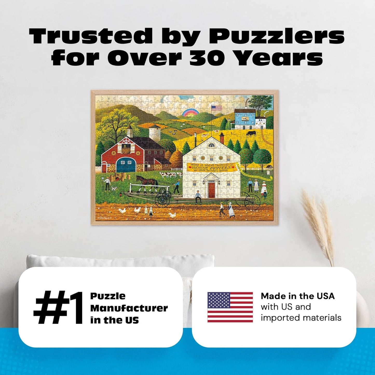 Buffalo Games – 500 Piece Charles Wysocki House Movers Jigsaw Puzzle Colorful Puzzle for Adults – Precision-Cut Pieces, Beautiful Artwork, and Hours of Relaxing Fun