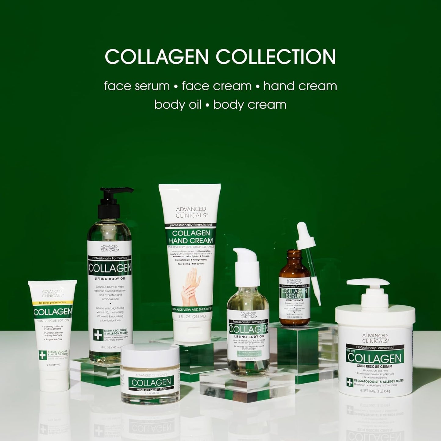 Advanced Clinicals Collagen Serum For Face | Visible Anti Aging Collagen Peptide Serum + Hyaluronic Acid Moisturizer Improves Look Of Wrinkles, Dry Skin, & Fine Lines, No added Fragrance, 1.75 Fl Oz