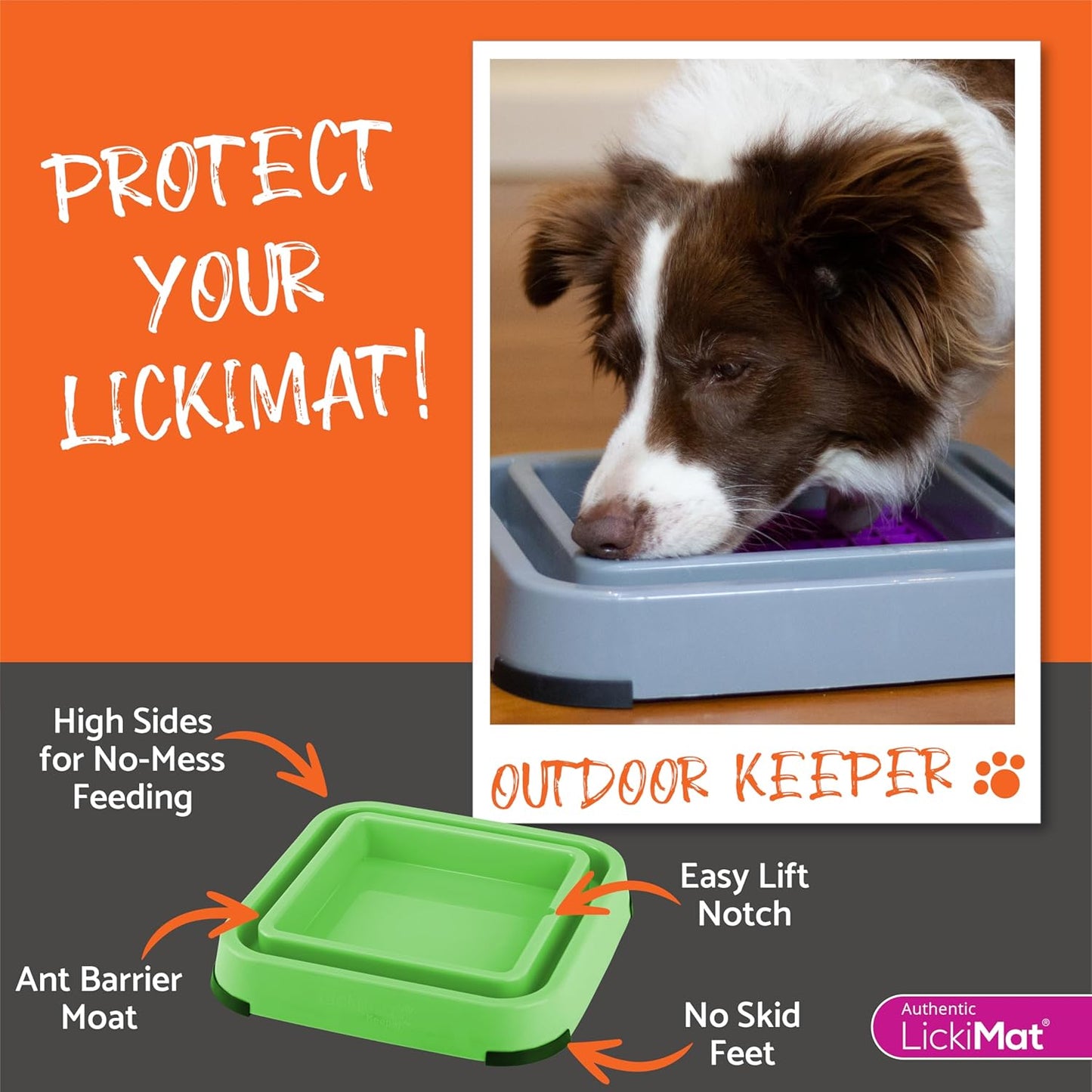 LickiMat Outdoor Keeper Dog Feeding Station - Slow Feeder Lick Mat Keeper for Dogs Food, Treats, Yoghurt & Peanut Butter - Extend Licky Mats for Dogs into Full Feeder, Grey.