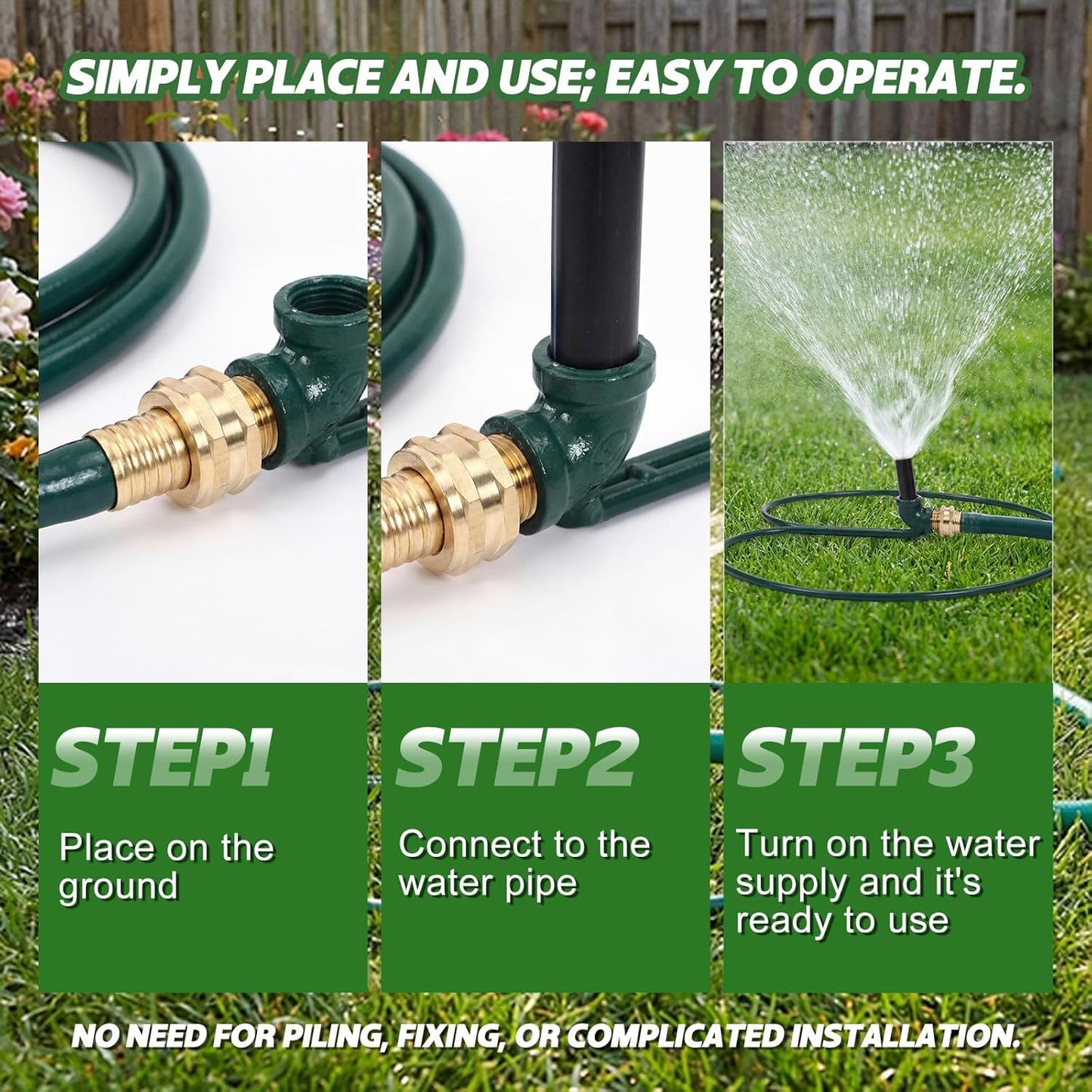 2 Pcs Ring Impact Sprinkler Base for Lawn Care 3/4" Head Heavy Duty Metal Lawn Circle Ring Sprinklers for Trees Shrubs Root Even Watering Outdoor Garden Yard Patio Irrigation System