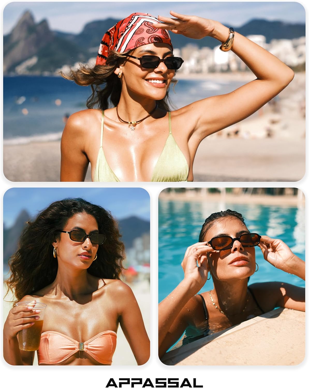 Retro Rectangular Sunglasses for Women Vintage 2026 Fashion Trendy Funny Small 90s Square Sunnies AP3698