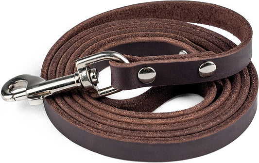 Mighty Paw Leather Dog Leash - Genuine Distressed Material - Premium - Suitable for All Pet Sizes - Heavy Duty Dogs Leashes - Modern - Dark