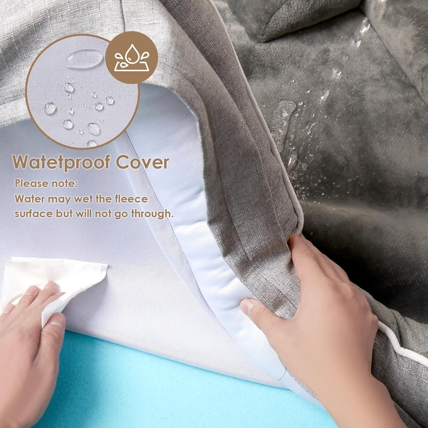 EHEYCIGA Dog Bed Cover Replacement for Extra Large Dog Bed, Waterproof Washable Removable Cover for Orthopedic Memory Foam Dog Sofa, Non-Slip Bottom, Grey, Cover Only
