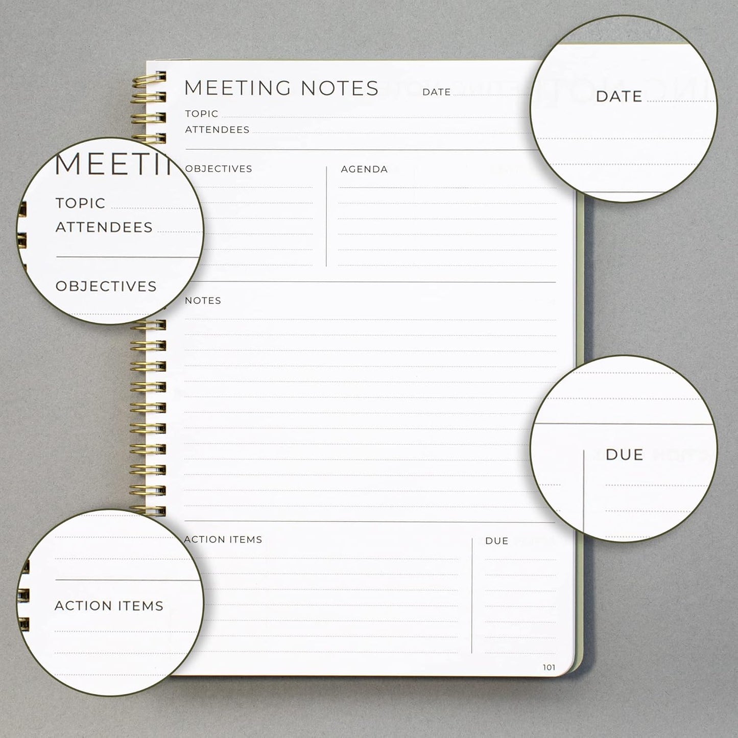 ZICOTO Beautiful Meeting Notebook For Work Organization - Easily Take Notes And Keep Agendas on Track - The Perfect Office Planner Supplies for Women & Men to Professionally Manage Business Projects
