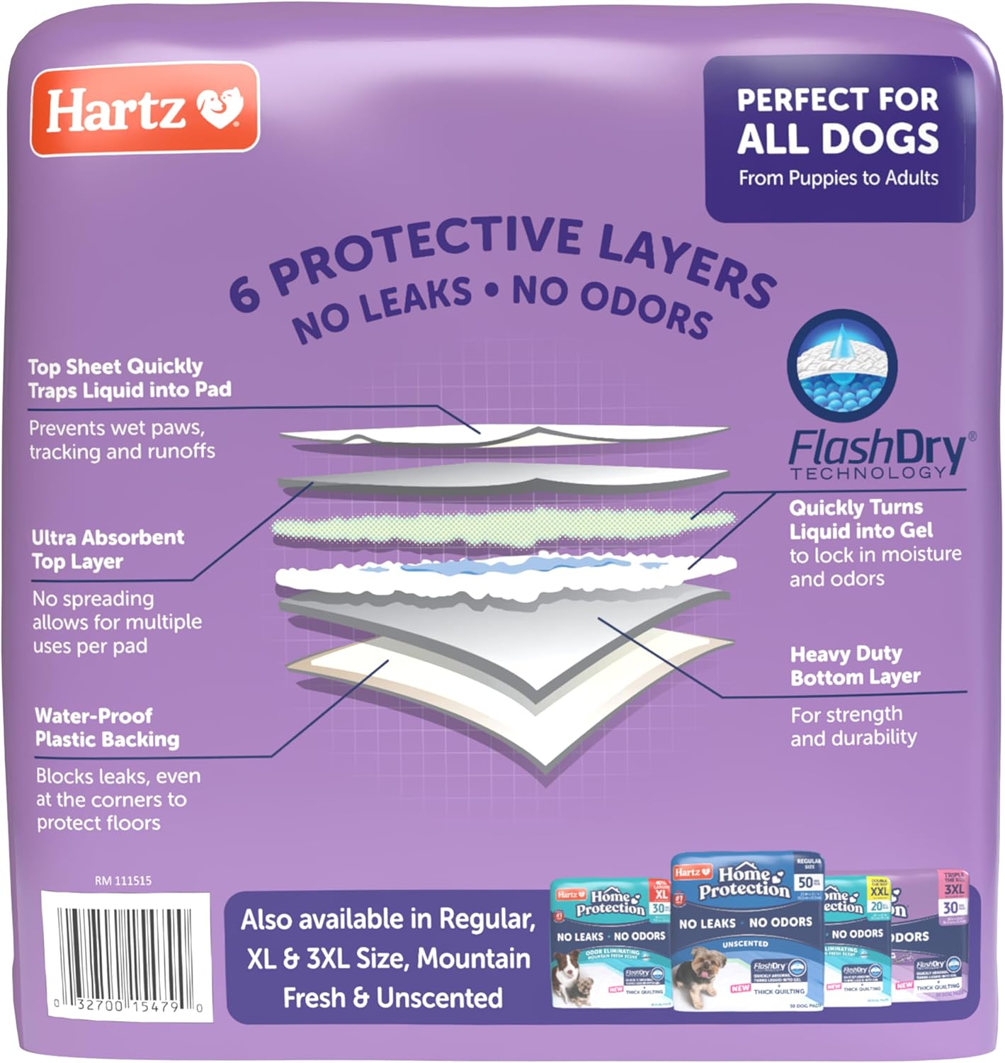 Hartz Home Protection Super Absorbent Odor Eliminating Lavender Scented No Leak Dog Pads, XXL 20 count