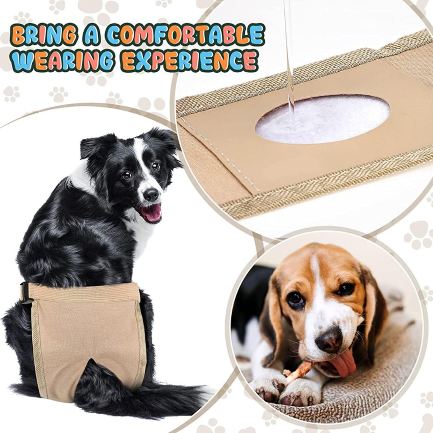 Washable Dog Diapers for Heat and Incontinence - Aimosheng Reusable Female Dog Diapers, Highly Absorbent, Adjustable Belly Bands for Large Dogs Black L