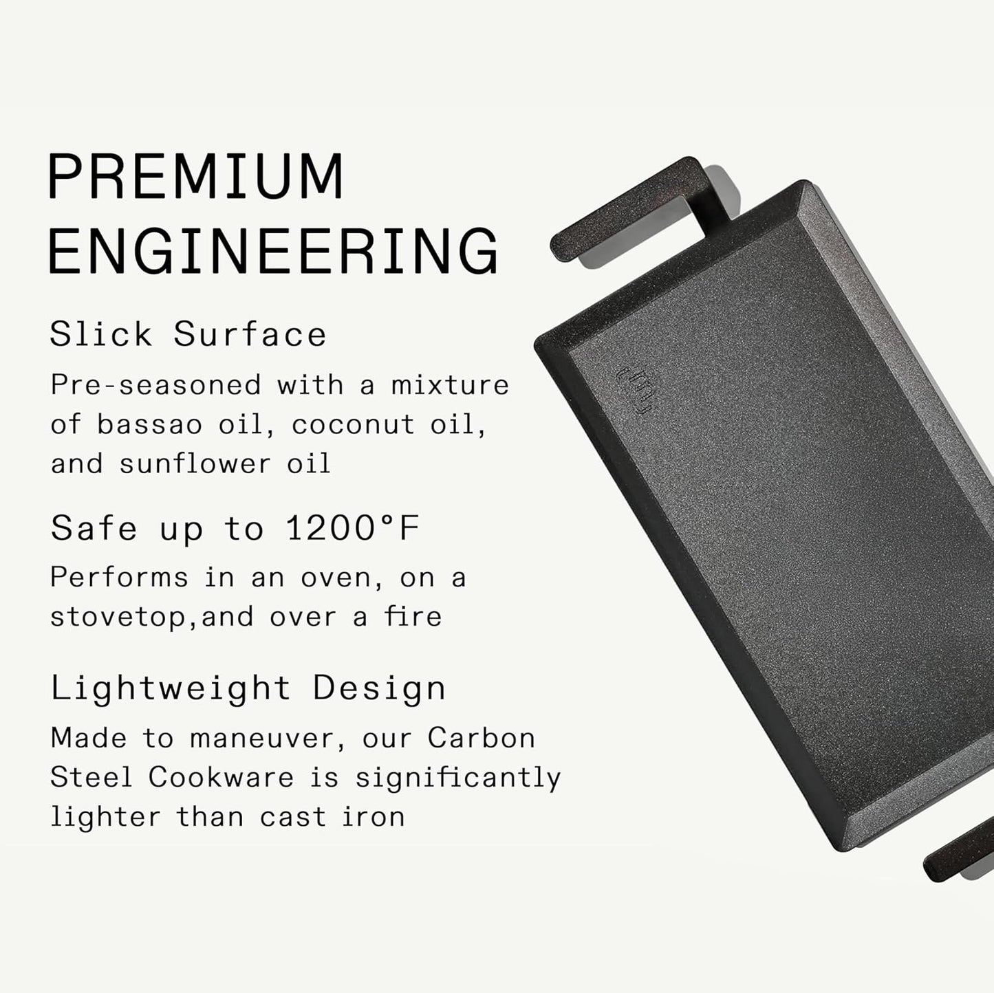 Made In Cookware | Carbon Steel Griddle - (Like Cast Iron, but Better) | Professional Cookware | Crafted in Sweden | Induction Compatible