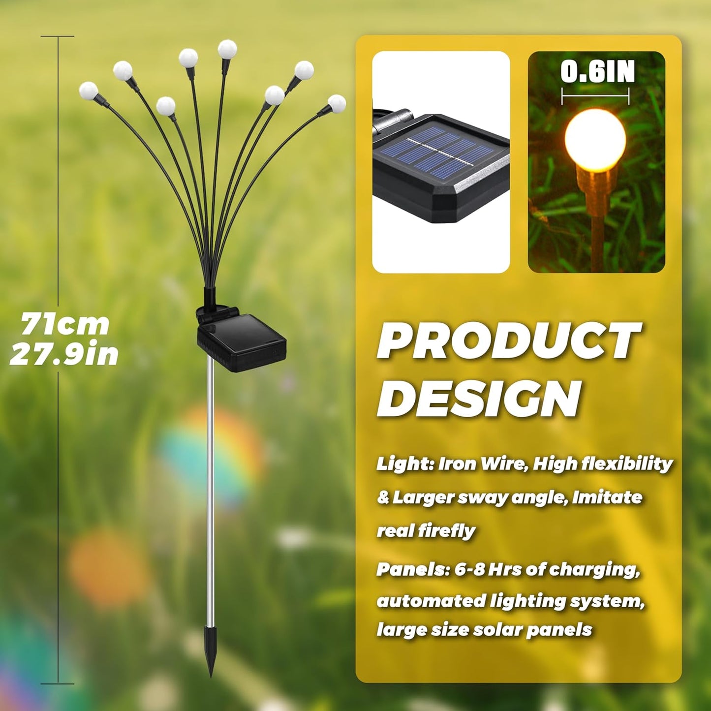 Solar Lights Outdoor-4Pack 32LEDs Solar Garden Firefly Lights Outside,Solar Powered Light Outdoor and Garden Decorative IP65 Waterproof,Yard Patio Pathway Decor,Gardening Gifts for Women,Warm White
