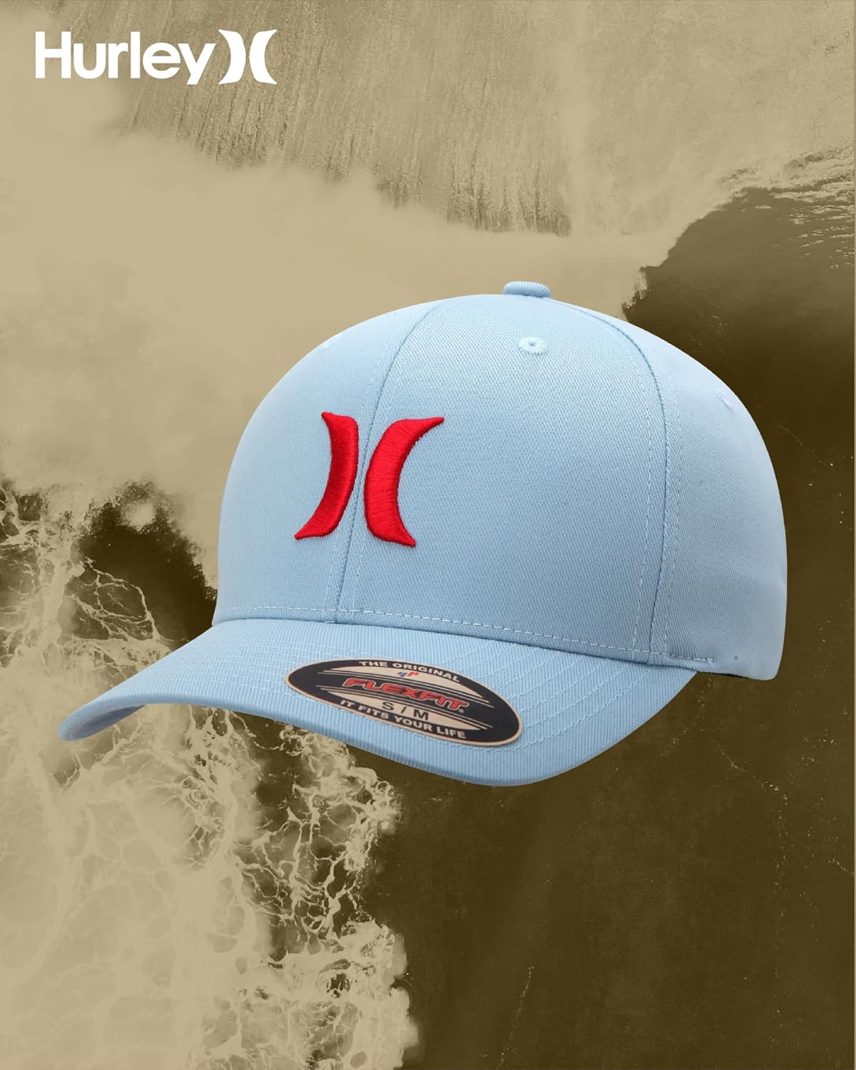 Hurley Mens Baseball Cap - Flexfit Fitted Baseball Caps for Men (Sizes: S-XL)