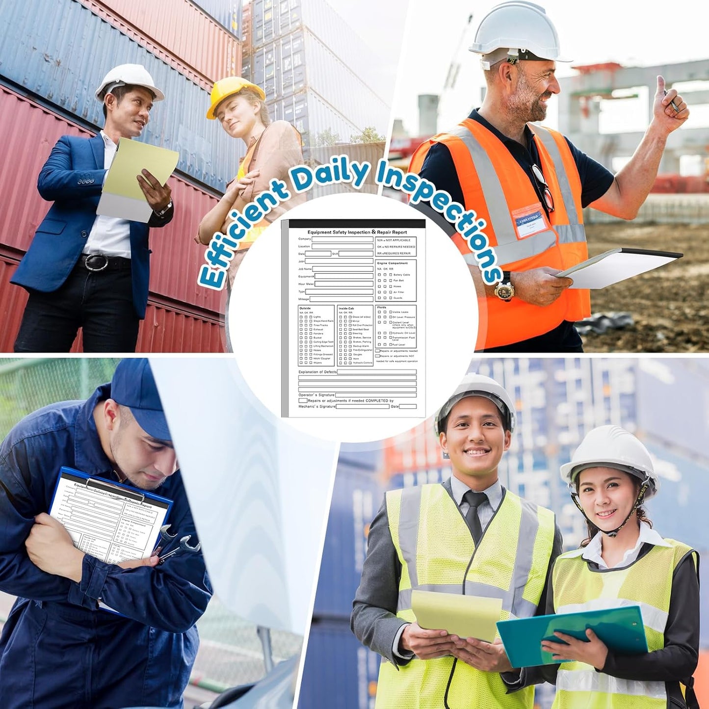 20 Pack 5.5" x 8.5" Equipment Safety Inspection Report Detailed Driver's Vehicle Inspection Report Book Daily Pre Trip 2-ply, Carbonless, 31 Sets of Forms Per Book