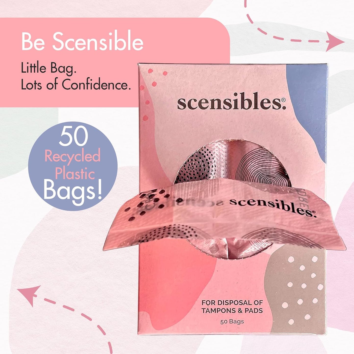 Personal Care Disposal Bags (50 Count) - For Tampons, Pads, Liners, Condoms & More - Discreet, Hygienic & Odor-Reducing Disposal Solution