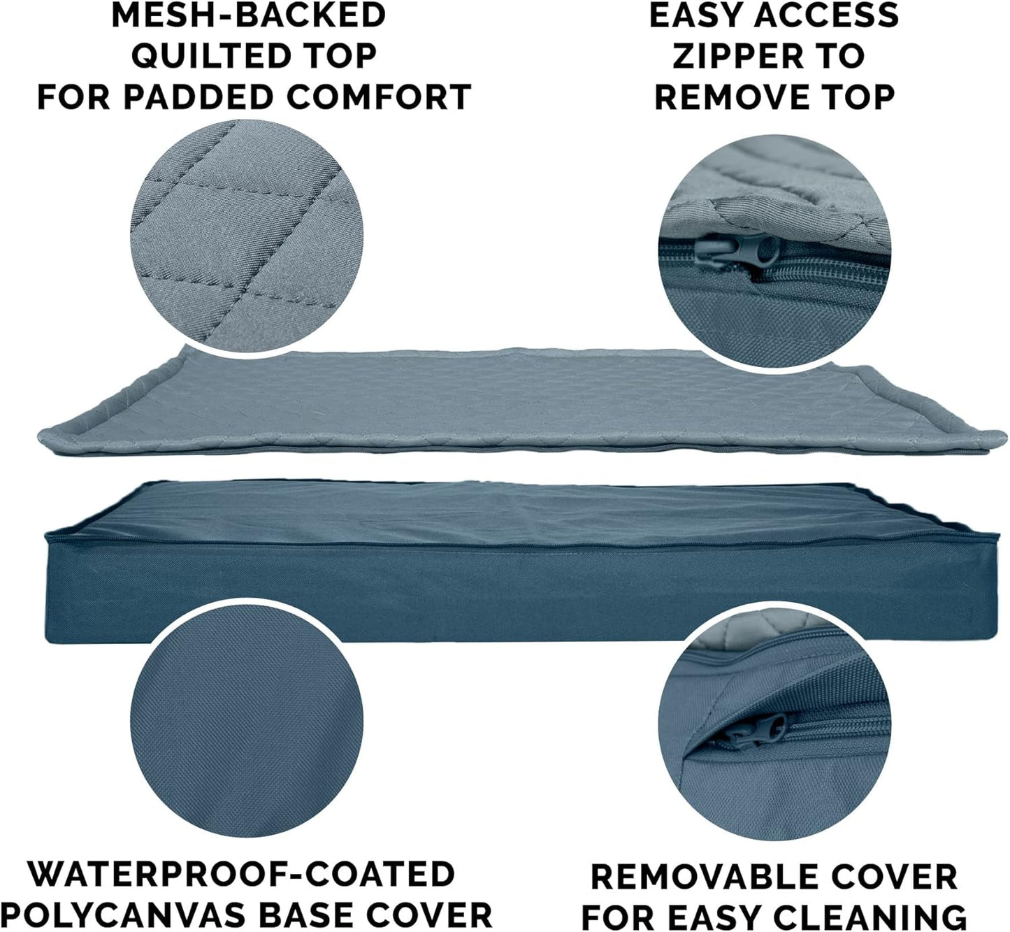 Furhaven Water-Resistant Cooling Gel Dog Bed for Large Dogs w/ Removable Quilt Top & Washable Cover, For Dogs Up to 95 lbs - Indoor/Outdoor Quilt Top Convertible Mattress - Calm Blue, Jumbo/XL