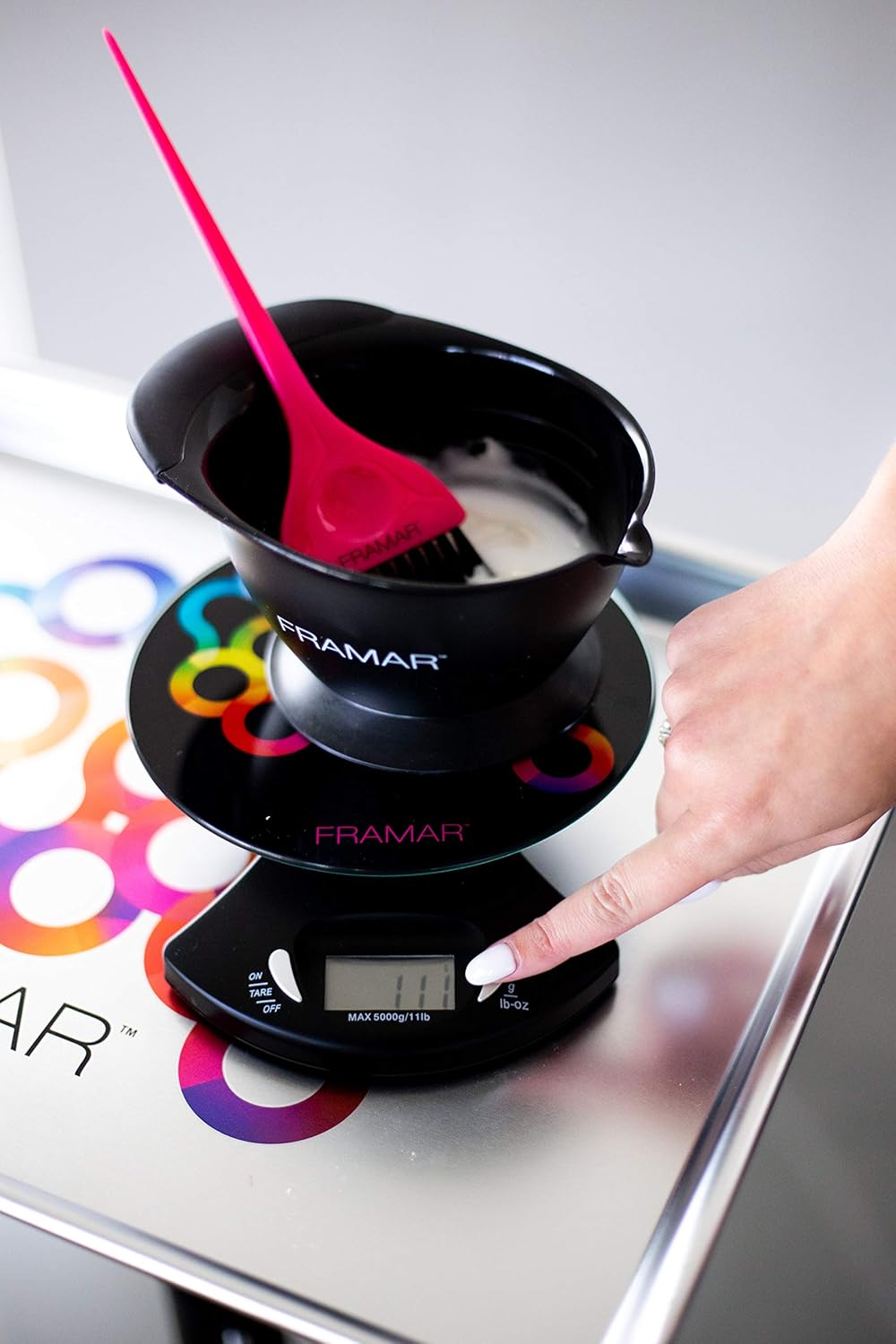 FRAMAR Hair Color Scale for Hair Salon - Digital Scale for Hair Color, for Kitchen, Food, Stylist, Easy to Clean, Accurate - Elegant Black