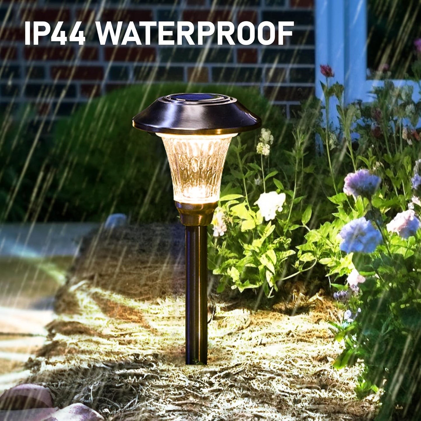GIGALUMI Solar Pathway Lights, 8 Pack Solar Light Outdoor Waterproof, Glass Stainless Steel Automatic Solar Landscape Lights for Patio, Yard, Lawn, Driveway, Walkway (Warm White)