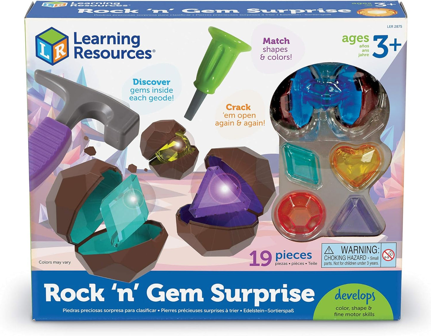 Learning Resources Rock 'n Gem Surprise - 19 Pieces, Ages 3+ Toddler Learning Toys, Sorting and Matching Toys, Early STEM for Kids