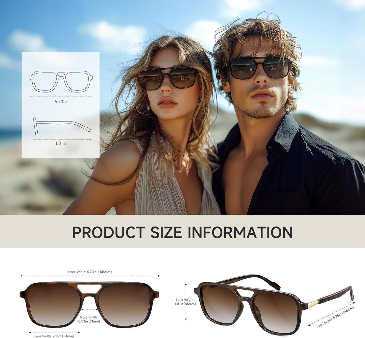 Retro Aviator Sunglasses for Women Men:Polarized Trendy Vintage 70s Rectangle Womens Shades Sun Glasses UV Protection
