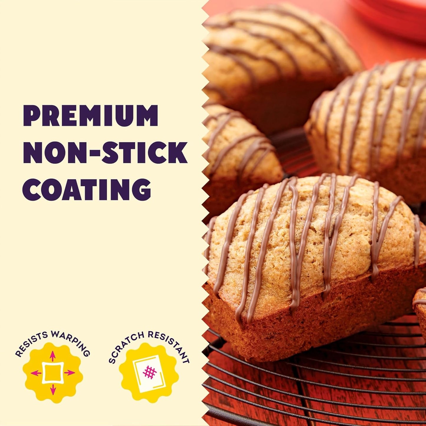 Wilton Gold Non-Stick Mini Loaf Pan, Cold-Rolled Steel Bakeware, Made without PFAS, Packaging May Vary