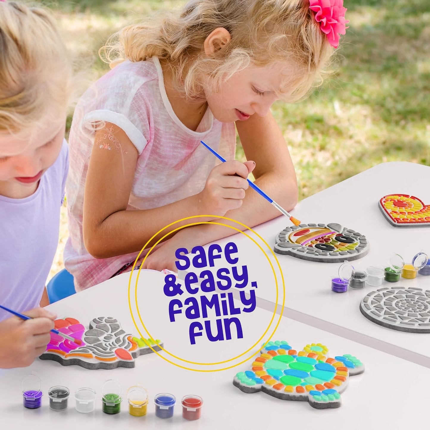 Dan&Darci Stepping Stones Painting Kit for Kids - Outdoor Crafts - Paint 5 Garden Stone - Unicorn Craft Kits for Boys, Girls Ages 6-12 - Easter Gifts for Boy, Girl Age 6, 7, 8, 9, 10 + Year Old