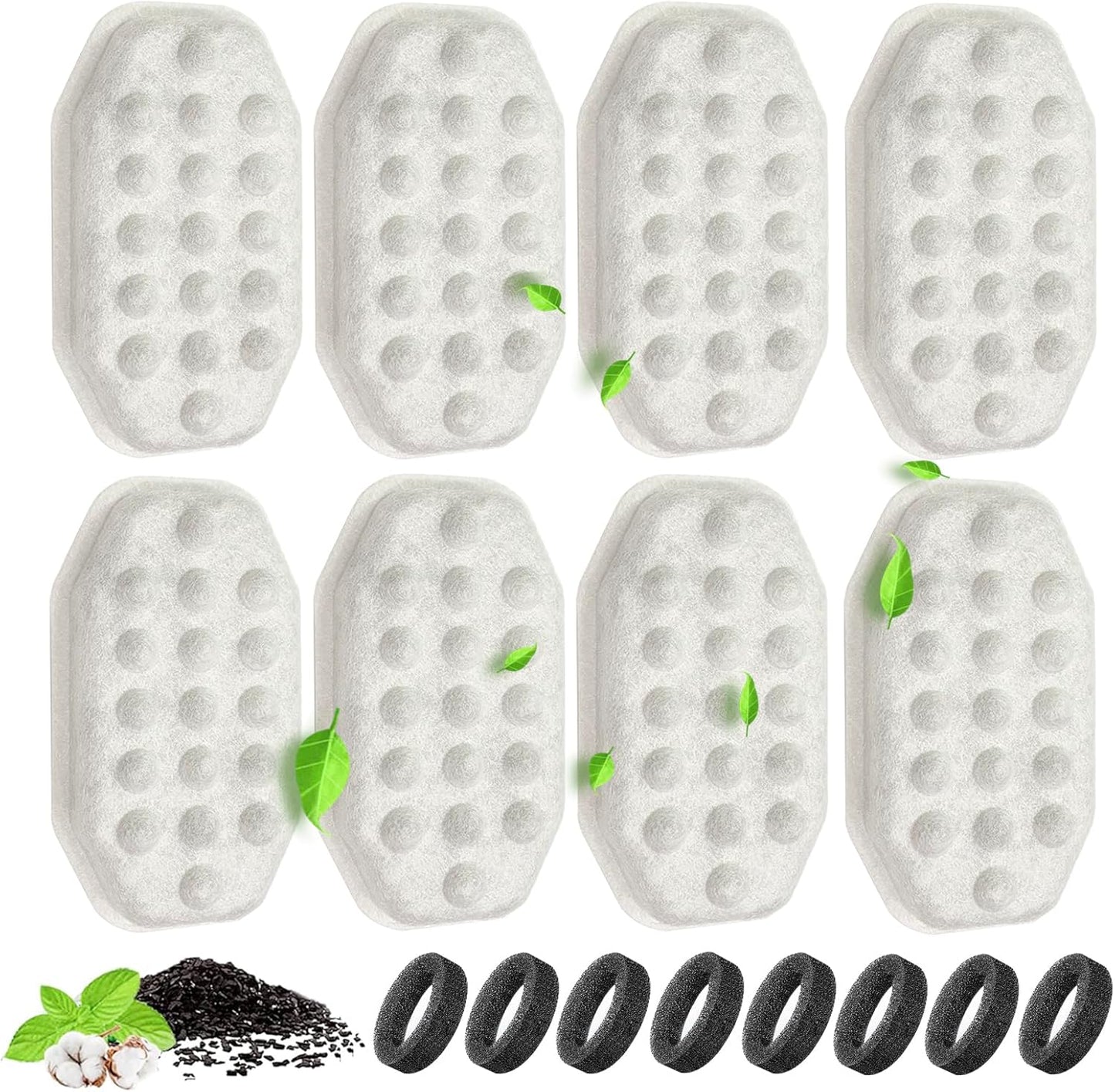 8-Pack Cat Water Fountain Replacement Filters with Pre-Filter Sponges, Compatible with 3.2L/108oz Pet Cat Dog Water Fountains
