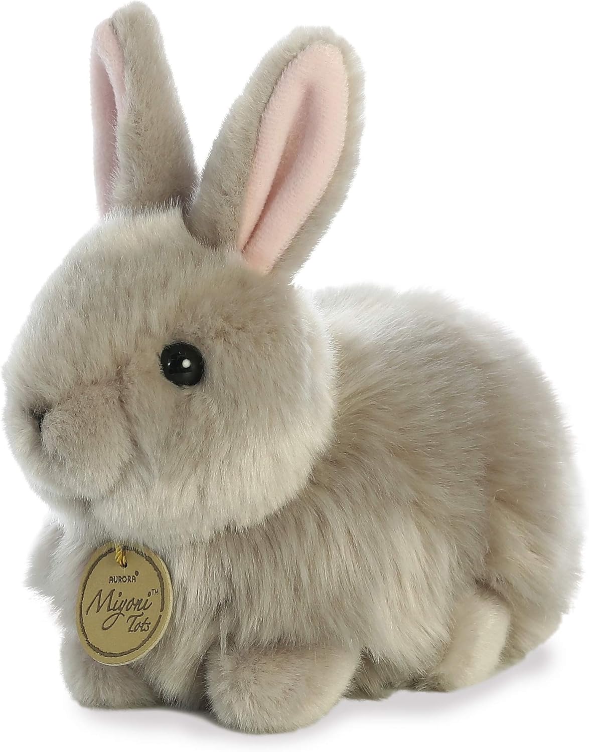 Aurora® Realistic Miyoni® Angora Bunny Grey Stuffed Animal - Lifelike Detail - Cherished Companionship - Gray 7.5 Inches