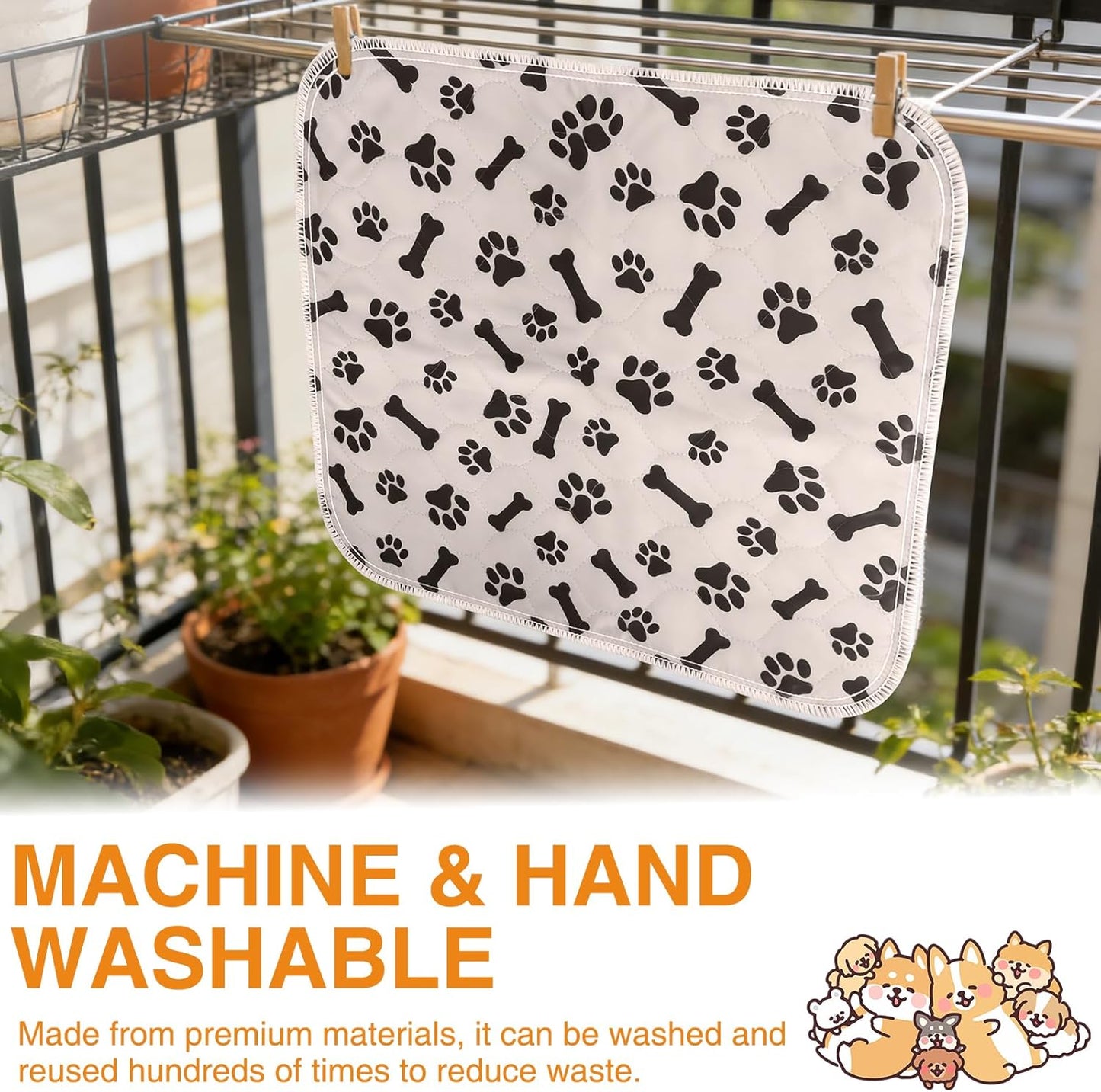 Puppy Pads with Pheromones, Washable Puppy Pee Pads for Dogs & Cats -Leak & Odor Proof, Non-Slip Base Training Pads for Home & Travel, Easy to Clean & Reusable (Medium: 27.5" × 31.5")