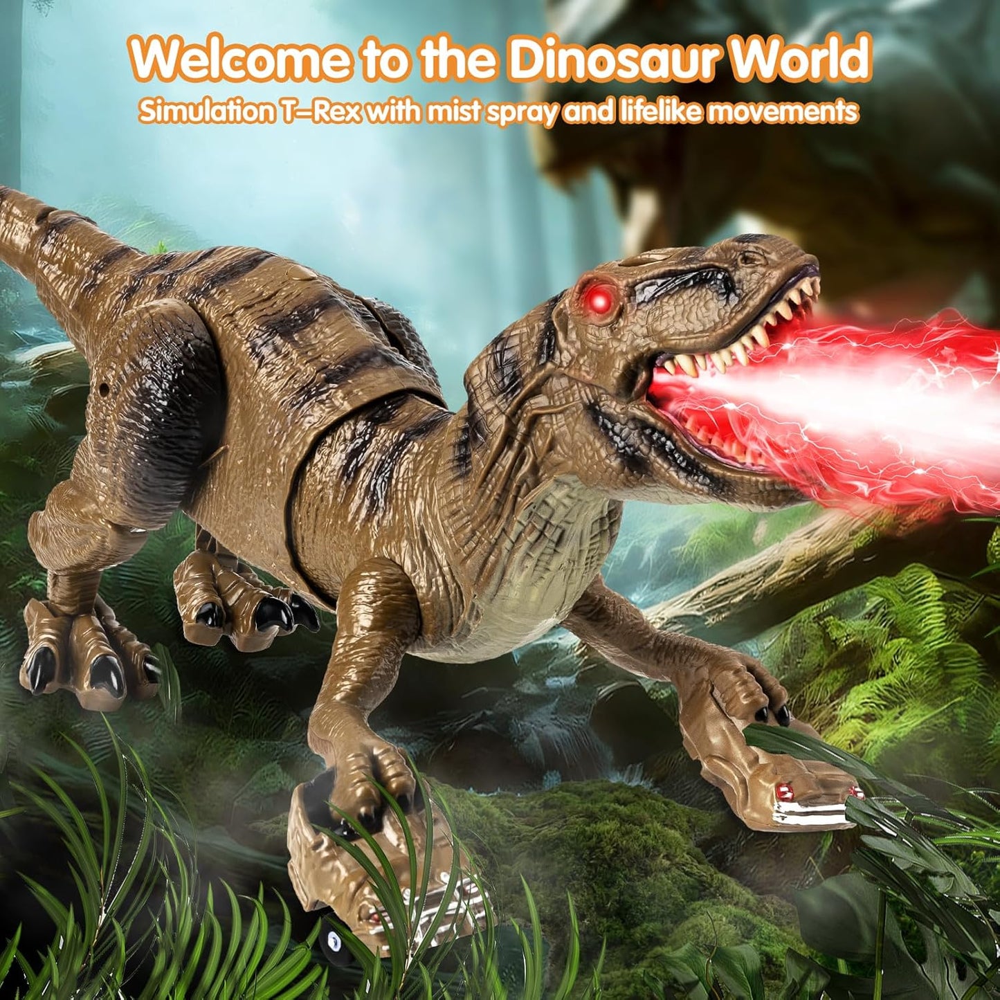 Remote Control Dinosaur Toys for Kids, Large Robot Dinosaur Toys with 360° Swaying Head & Spray, Roaring, Realistic Walking T-Rex Dinosaur Toy for Boys Girls, Best Gifts for Kids 3-5 5-7 8-12+