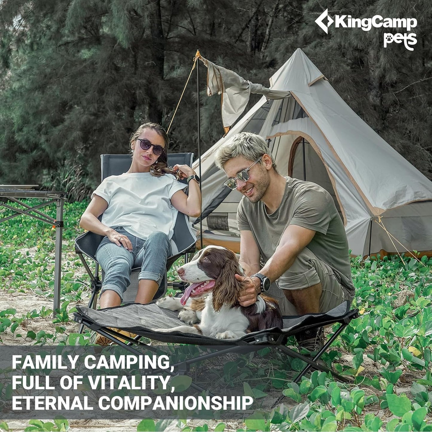 KingsCamp Elevated Dog Bed Portable Raised Beds Stable Folding Dog Cot Dog Camping Bed for Outdoor Travel with Washable Mesh
