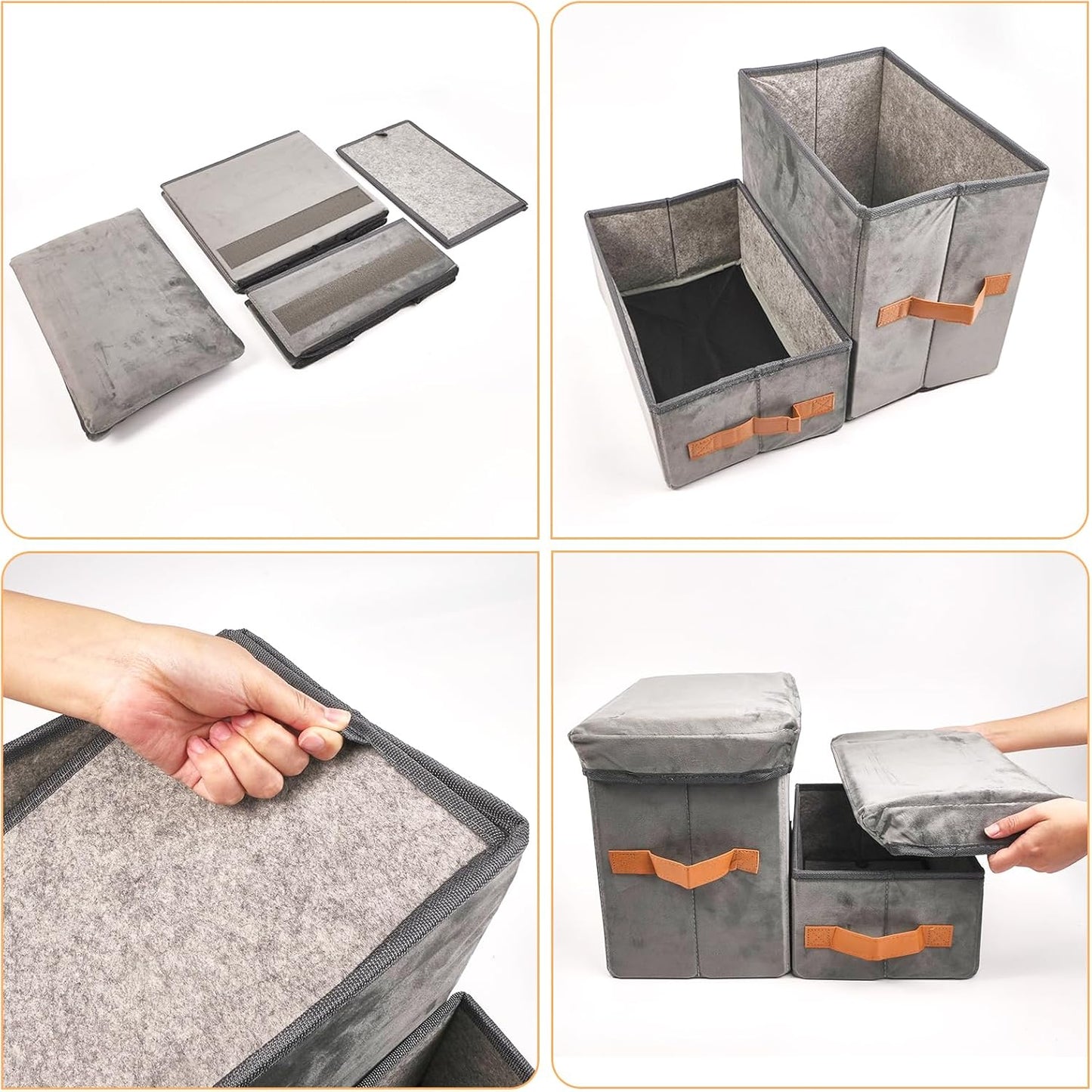 Dayard Dog Stairs with Storage, Foldable Dog Steps for Sofa High Beds, Portable Pet Storage Stepper for Small Pets Dogs Cats, 2 Steps Grey