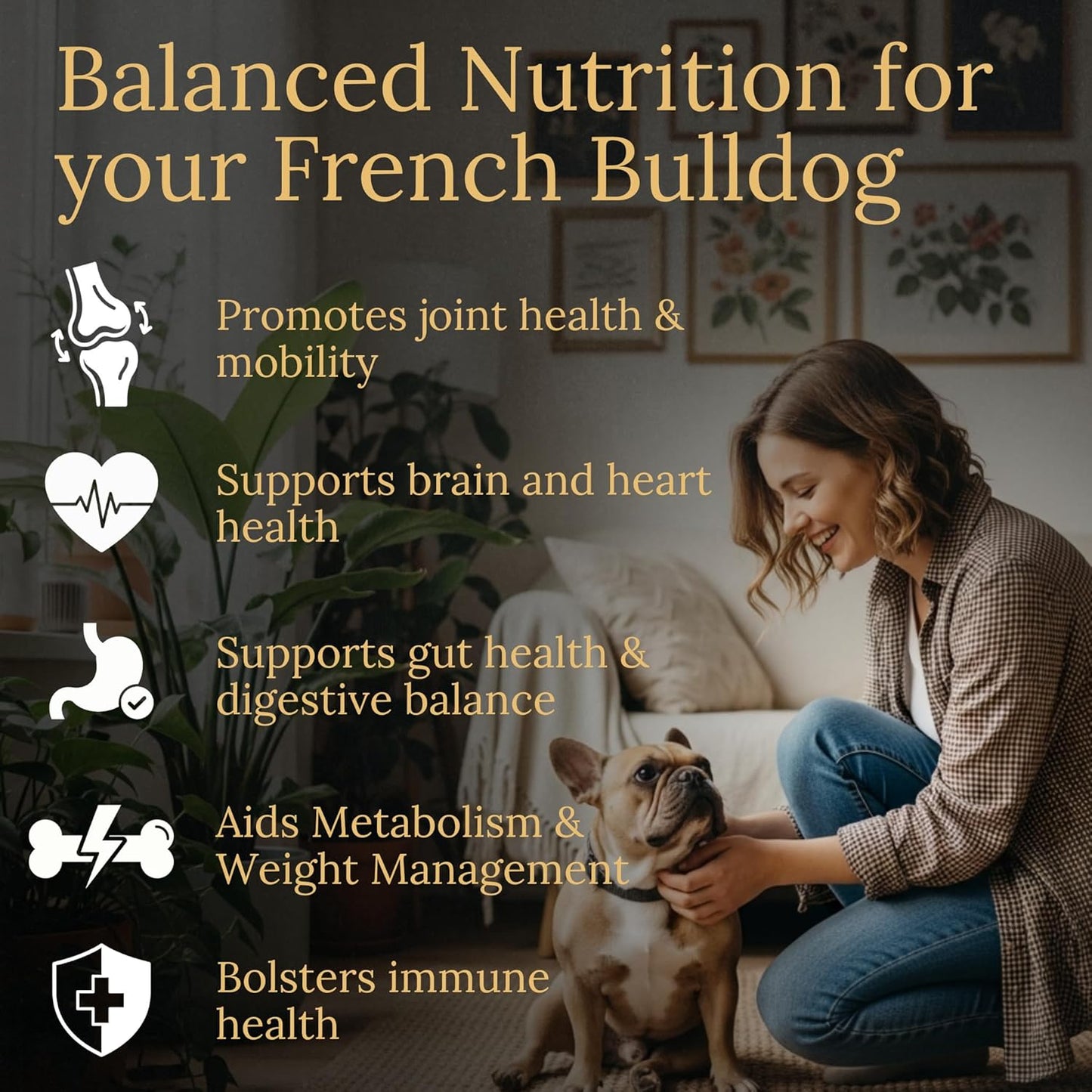 Multivitamins, Balanced Nutrition for Your French Bulldog, 90 Count, Made in The USA with Real Bacon