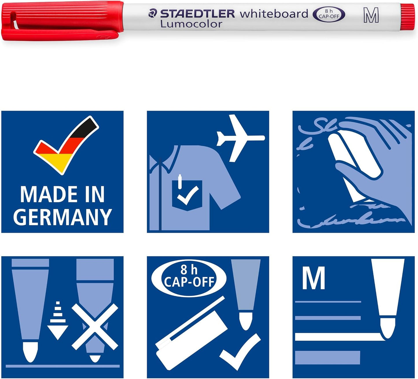 Staedtler Lumocolor drywipe/whiteboard medium tip pens wallet set of 4 markers