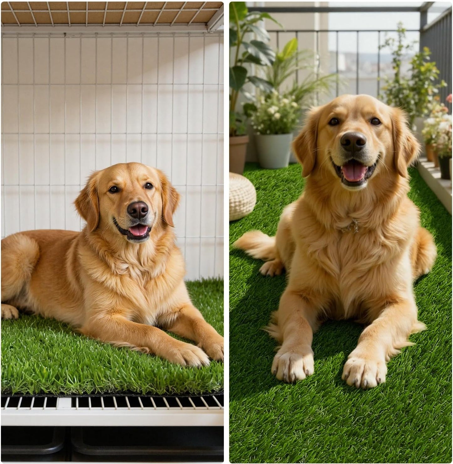 HEBE Fake Grass Pee Pad for Dogs 28"x39", Artificial Grass Turf for Indoor Outdoor Potty Training, Washable Dog Potty Grass Mat with Drainage Holes, Reusable Non-Slip Pet Potty Pad