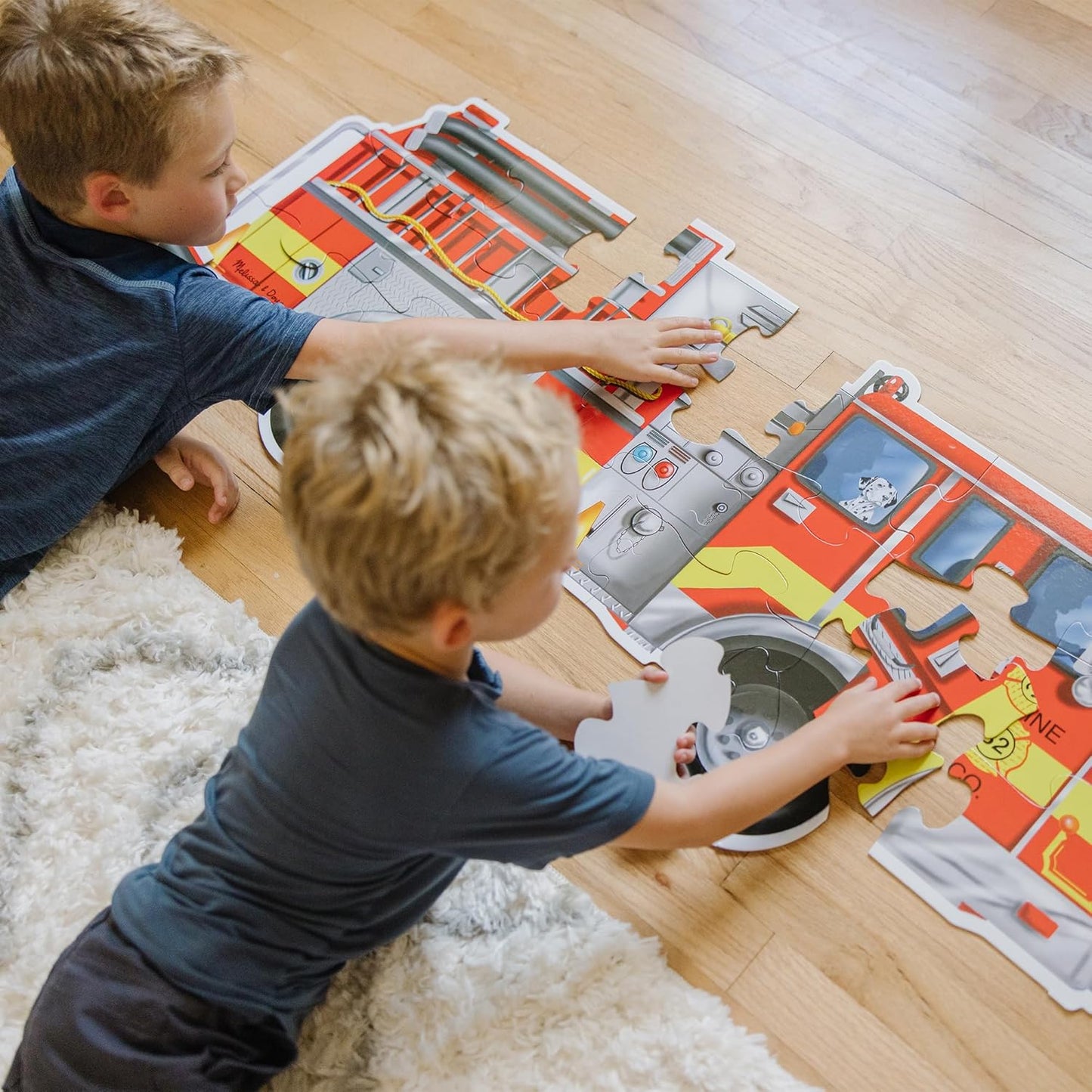 Melissa & Doug Fire Truck Jumbo Jigsaw Floor Puzzle (24 pcs, 4 feet Long) - FSC Certified