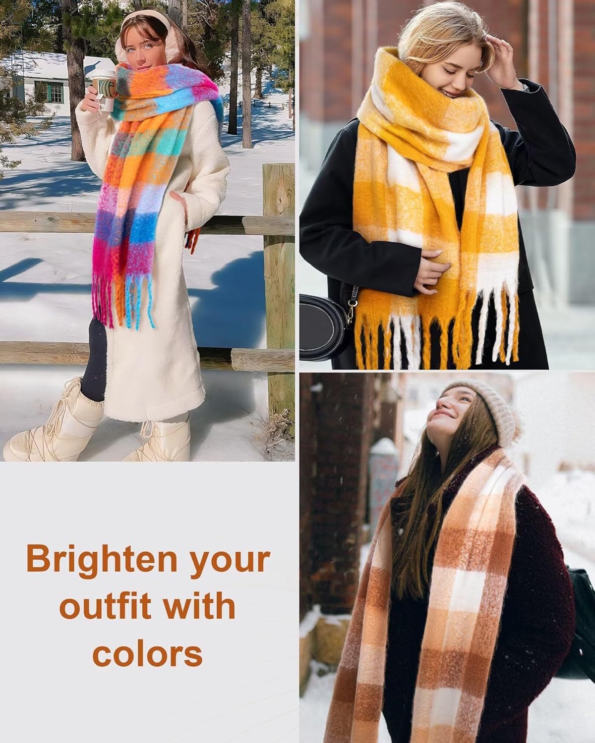 Colorful Winter Scarf for Women - Warm Chunky Blanket Scarves,Trendy Christmas Gifts & Stocking Stuffers for Women