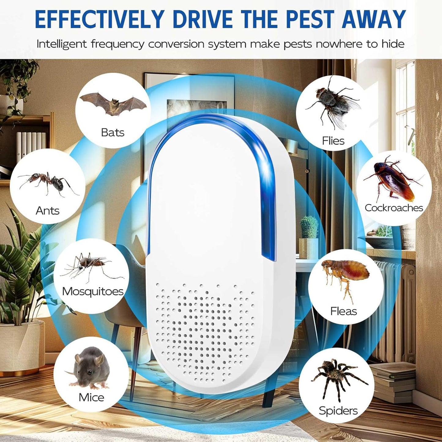 10 Pack Ultrasonic Rodent&Pest Repeller, 2026 Upgraded Electronic Plug in Pest Control for Mouse, Rats, Spiders, Roaches, Ants, Fleas - Pet & Human Safe,Indoor Repellent for Home