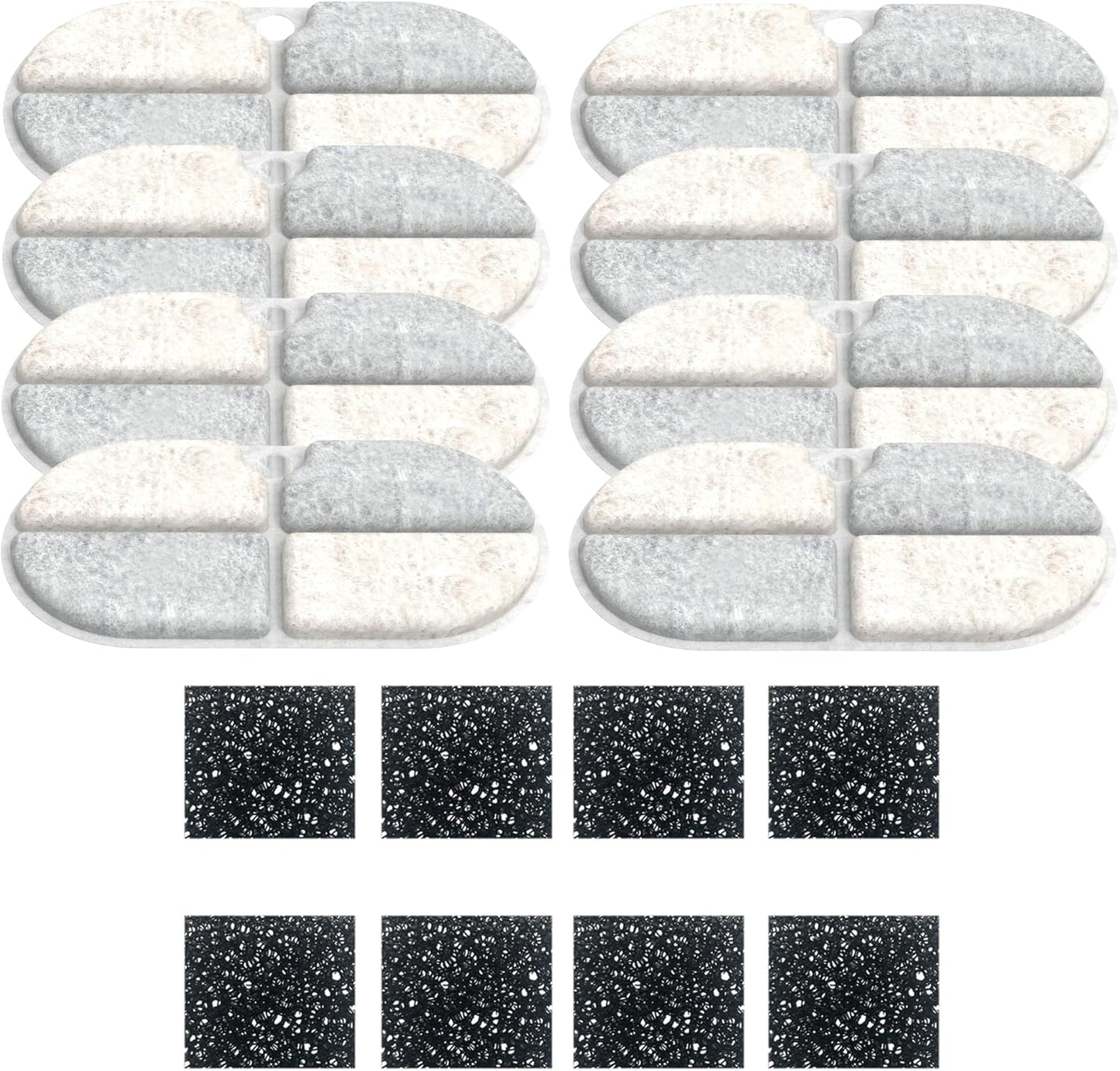 Cat Water Fountain Filters, PLWF002 Replacment Filter Compatible with Pet Water Fountain, 8 Pack with 8 Filter Sponges