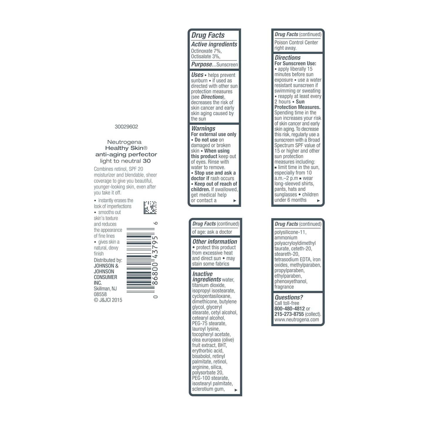 Neutrogena Retinol Treatment & Tinted Facial Moisturizer, Healthy Skin Anti-Aging Perfector, Broad Spectrum SPF 20 Sunscreen & Titanium Dioxide, Blendable Sheer Coverage, 30 Light to Neutral, 1 fl. Oz
