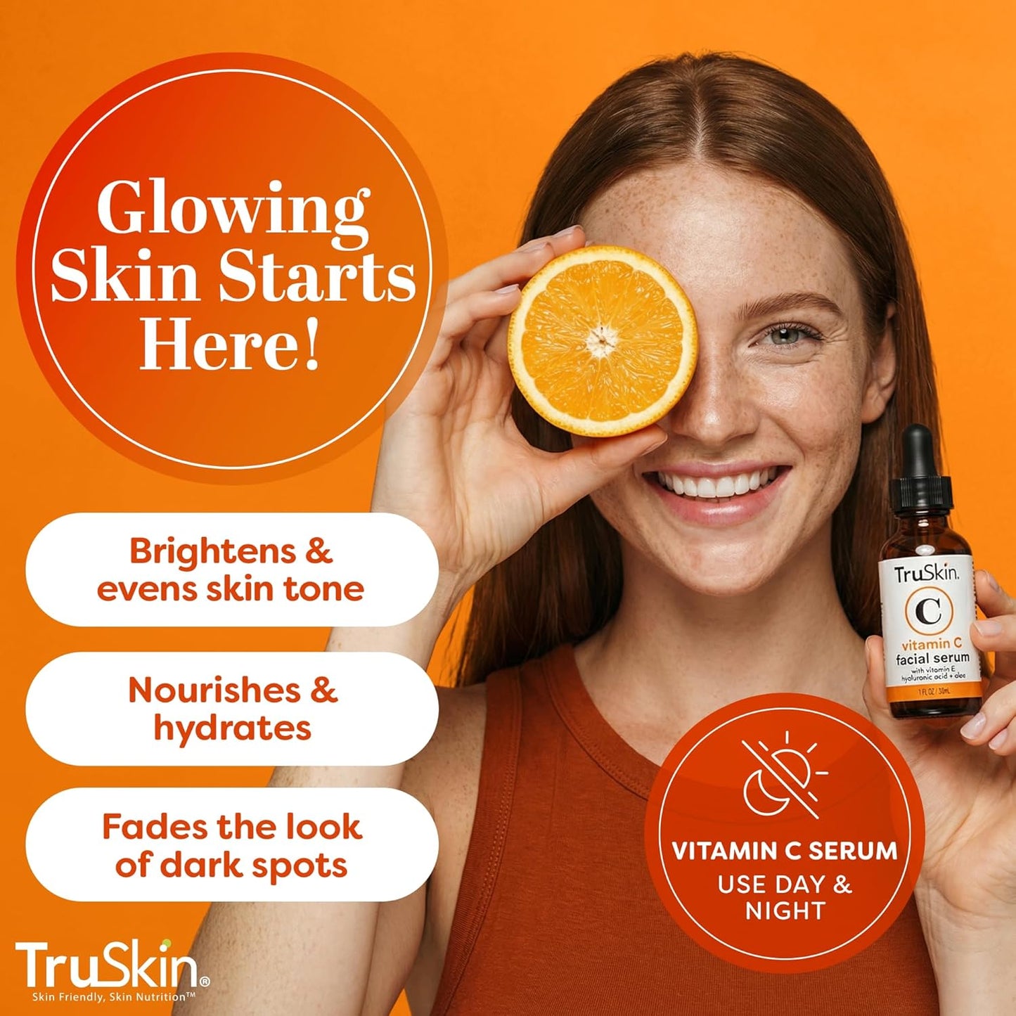 TruSkin Vitamin C Serum for Face – Anti Aging Face Serum with Hyaluronic Acid & Vitamin E – Brightening Formula for Improving Appearance of Dark Spots, Fine Lines & Wrinkles – All Skin Types, 1 fl oz