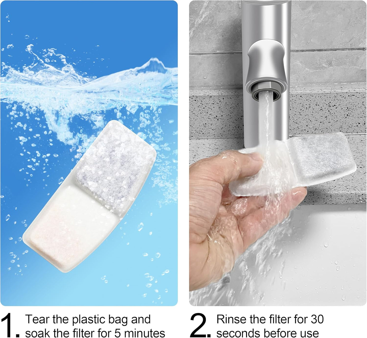 Cat Water Fountain Filters, 6 Pack Replacement Filters for Pet, Pre-Filter Sponges Set for Stainless Steel 67oz, 88oz, 95oz, 135oz Automatic Dog Pet Fountain Water Dispenser
