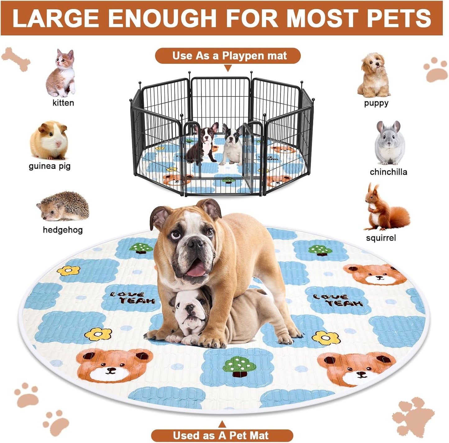 4 Pack Whelping Pads for Dogs,Waterproof Round Whelping Pads Reusable Pet Pee Pads Washable Puppy Training Pad Whelping Floor Pad Whelping Box Supplies for Dogs (36in,Round), 48in