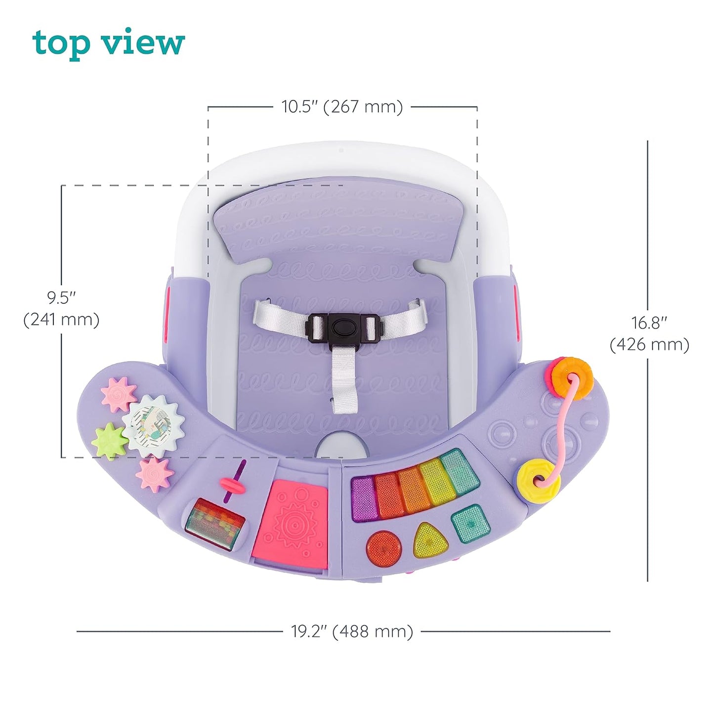 Infantino Music & Lights 3-in-1 Discovery Seat & Booster, Toddler Booster Seat for Dining Table or Kitchen Chair, Baby Activity Center & Snack Tray, Lavender