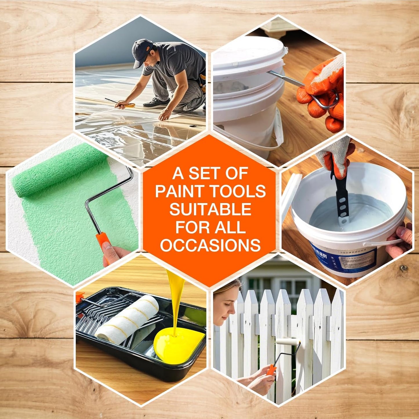 King Origin 18 Pcs Paint Roller Kit - 9" & 4" Paint Roller Covers, Paint Tray with Liners, Brush, Scrapers & Tools | All-in-One Painting Supplies for Walls, Ceilings, DIY Home | Paint Kit for House
