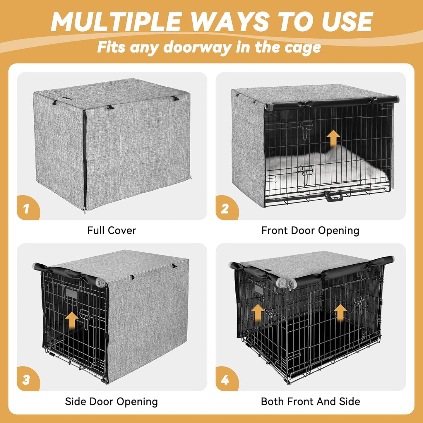 Dog Crate Cover - Double Door Waterproof Pet Kennel Cover, Durable 600D Polyester Protective Cage Cover for 30 Inch Dog Crate - Grey