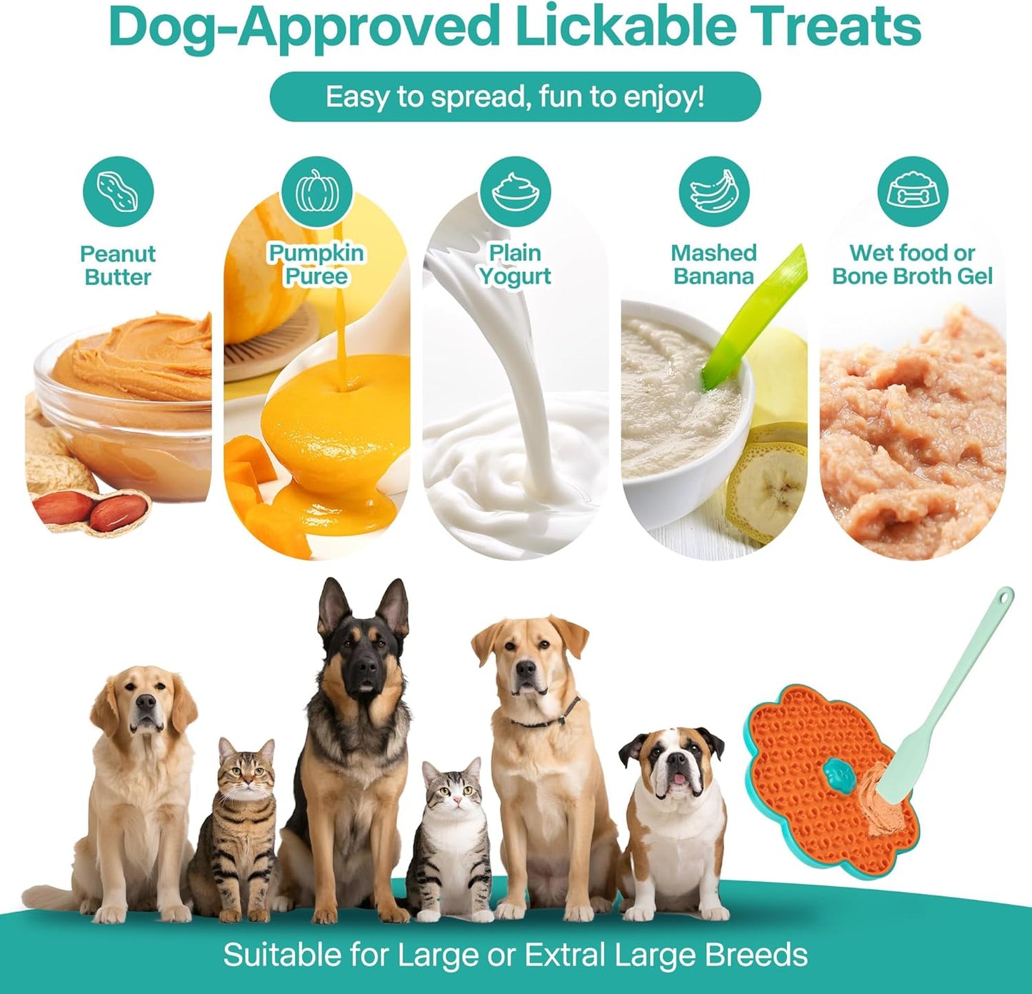 2 in 1 Lick Mat for Crate Training, Dog Slow Feeder Anxiety Relief Pad with Suction Cups, Dishwasher Safe, BPA-Free Silicone for Small & Medium Dogs, 2 Pack