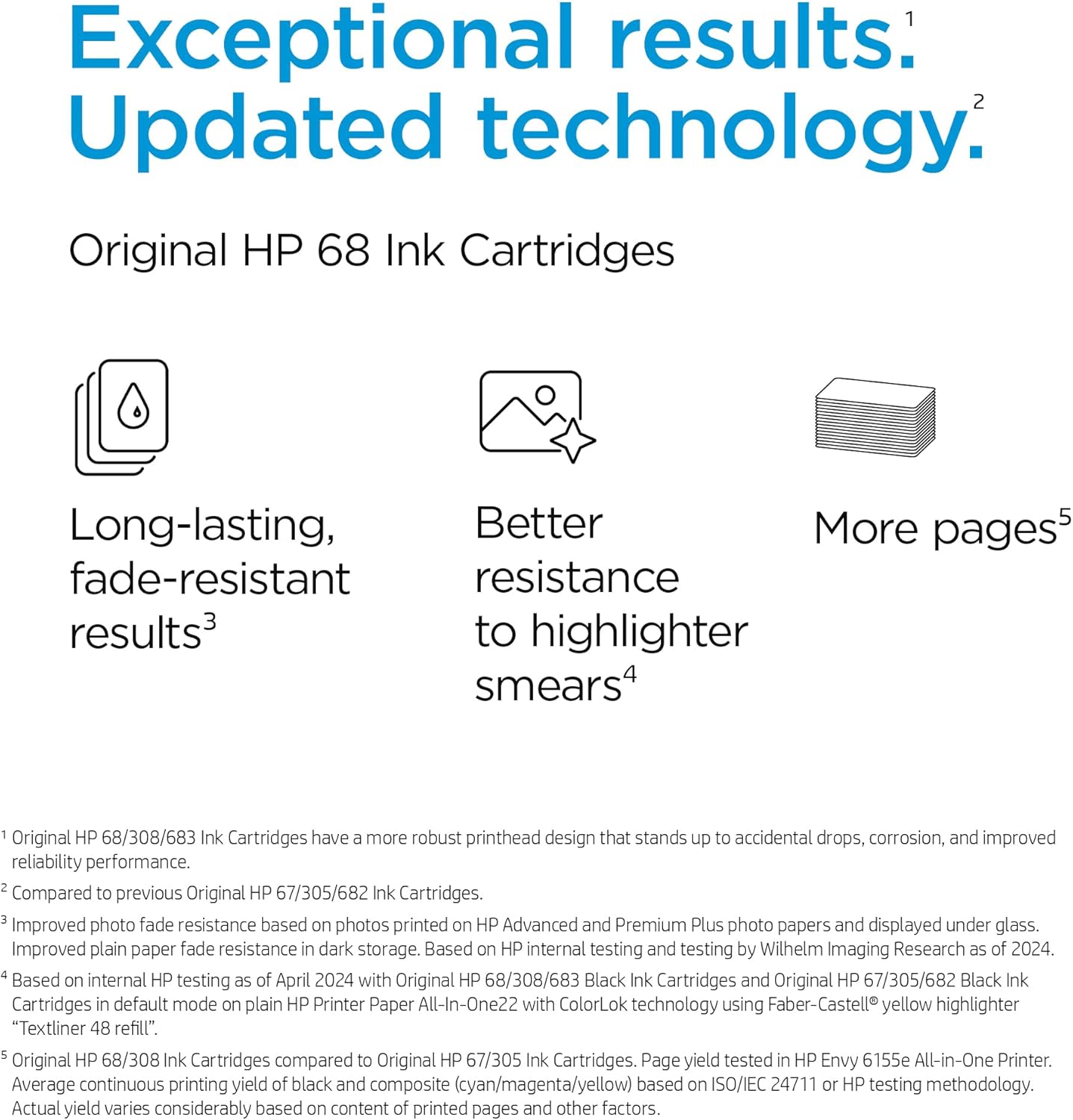 HP 68 Black/Tri-Color Ink Cartridges (2-Pack) | Works Envy 6100e, 6500e Series | Eligible for Instant Ink | 6L6S2TN | Packaging May Vary