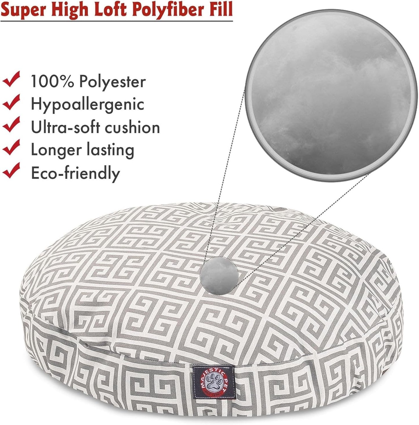 Grey Towers Large Round Indoor Outdoor Pet Dog Bed With Removable Washable Cover By Majestic Pet Products