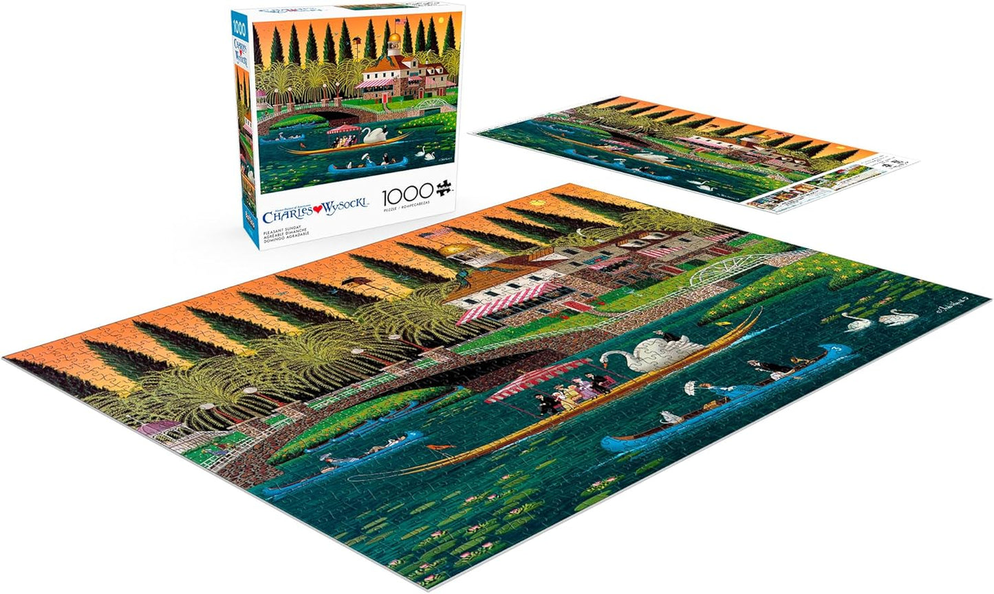 Buffalo Games – Pleasant Sunday – Charles Wysocki – 1000 Piece Jigsaw Puzzle  Colorful Puzzle for Adults – Precision-Cut Pieces, Beautiful Artwork, and Hours of Relaxing Fun