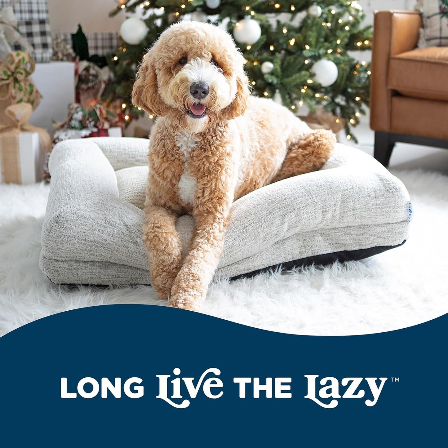 Petmate La-Z-Boy Rosie Lounger Large Dog Bed Cream 36x28 Inches for Dogs up to 50lbs with Durable Removable Washable Cover