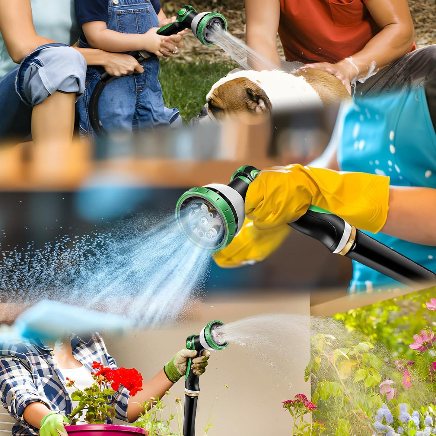 Relxitl Garden Hose 100ft, Flexible Water Hose with 10 Function Hose Nozzle, Lightweight, Tangle Free, Rust Proof for Yard, Watering(Black)